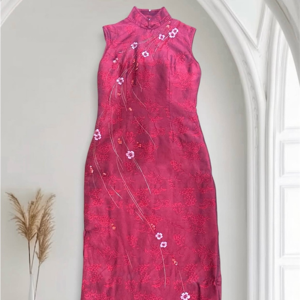 Elegant Pink Floral Women's Dress